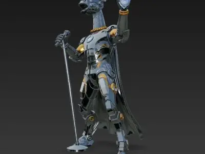 Iron Giraffe Concert Star Futuristic Armored Vocalist  3D model