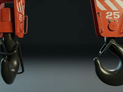 Crane hook block PBR Low-poly 3D model