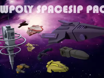 Lowpoly spaceship pack Free low-poly 3D model