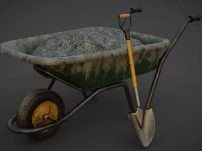 wheel barrow Low-poly 3D model shop