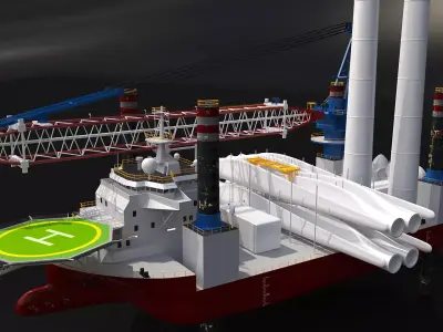 Offshore Wind Farm Construction Vessel 3D model