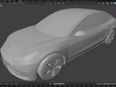 Tesla 3  Low-poly 3D model