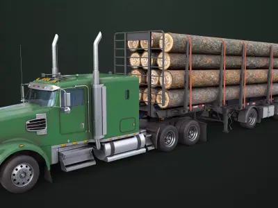 Truck 07 Log Trailer Generic Collection All PBR Unity Textures Low-poly 3D model