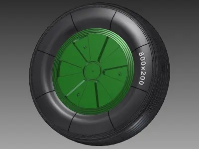 Mig-21 spoke wheel - grooved tire 3D print model