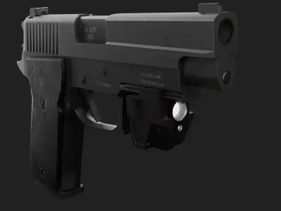 P220 with laser sight and flashlight Attachment - Game Ready Low-poly 3D model