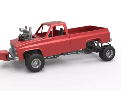 Old school pulling truck 4wd Scale 1 to 25 3D print model