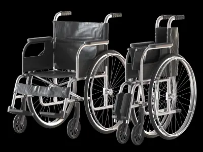 hospital wheelchair open and folded 3D model