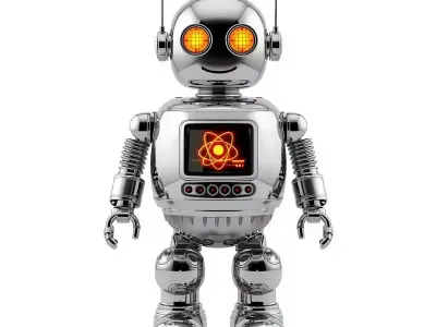 Vintage Chrome Atompunk Social Droid 3D Model Low-poly 3D model