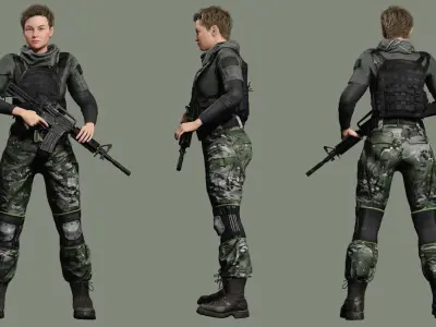 Amelia - Military Muse Command In Style Low-poly 3D model