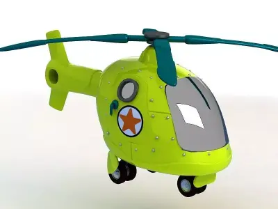 Cartoon helicopter Toy q helicopter cartoon helicopter 3D model