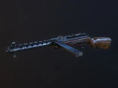 MP-34 german ww2 machine gun pbr Low-poly 3D model
