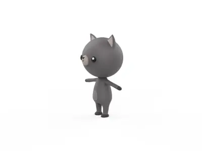 Stylized Character 001 Ratel Low-poly 3D model