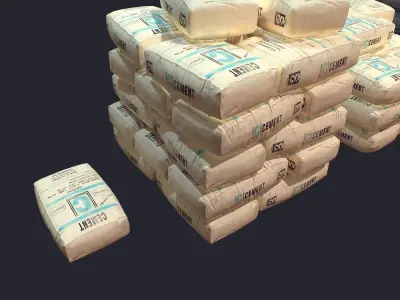 Concrete and Garbage Bags Low-poly 3D model