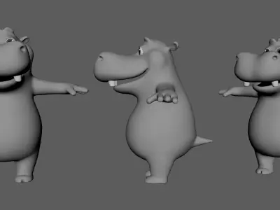 Hippo cartoon 3D model