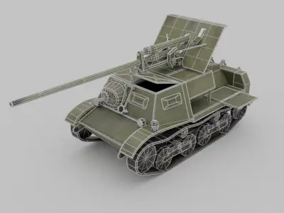 ZIS-30 Tank destroyer Low-poly 3D model