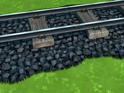 Cartoon modular railway  Low-poly 3D model