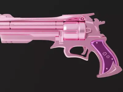 Kawaii Pink Revolver Low-poly 3D model