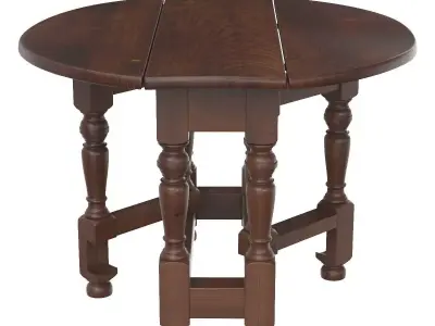 Small Antique Oak Gateleg Occasional Table 3D model