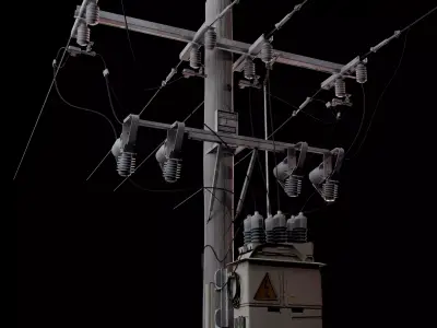 TELEPHONE  - UTILITY POLE  Low-poly 3D model