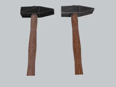 hammer two axes Low-poly 3D model