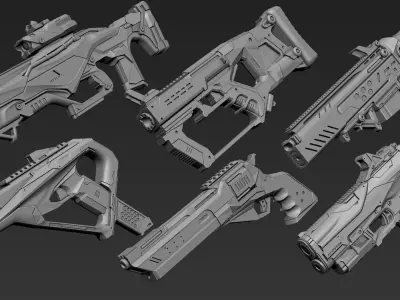 3D Printable Sci-Fi Weapon Part 2 3D model