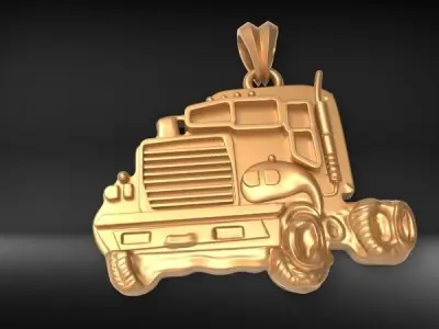 Semi Trailer Truck Pendant Necklace Jewerlry  3D print model