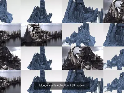 Mongol castle collection 1 3D Model Pack
