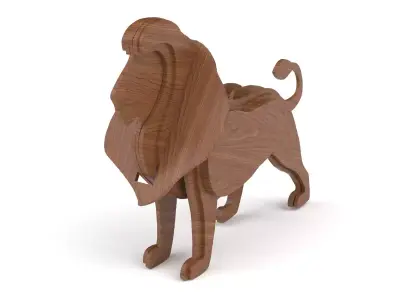 Wooden toy lion 3D model