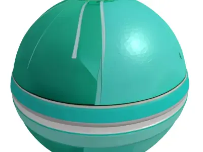 Futuristic Teal Metallic Glitter Orb 3D model