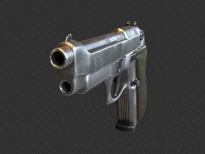 Pistol silver gun Free 3D model