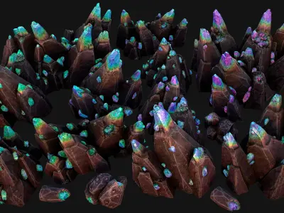 Crystals Gem Gemstone Minerals for the Mine Low-poly 3D model