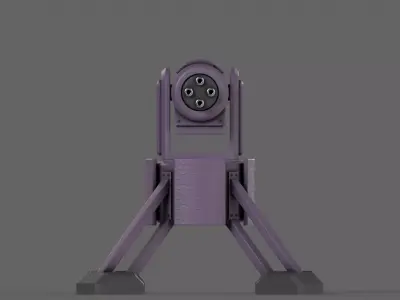 PBR Turret Gun 04 Purple Low-poly 3D model