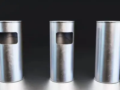 Metal Trash Can Low-poly 3D model shop