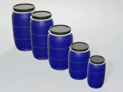 Plastic Open Head Drum Collection Low-poly 3D model