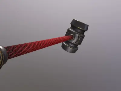 hammer 1 metal with cord Low-poly 3D model