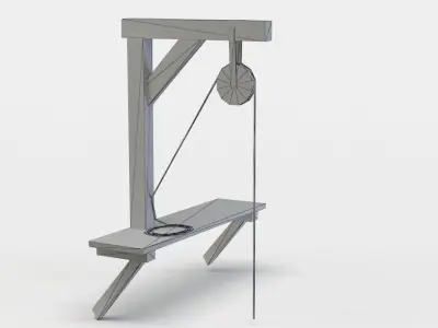 Hoist stool with wooden base Low-poly 3D model