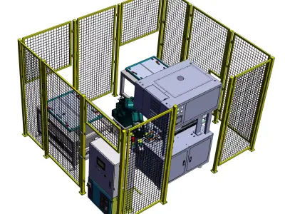 Aluminum mold shaping robot loading and unloading station 3D model