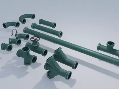 Large Metal Pipes 4K and 2K Low-poly 3D model