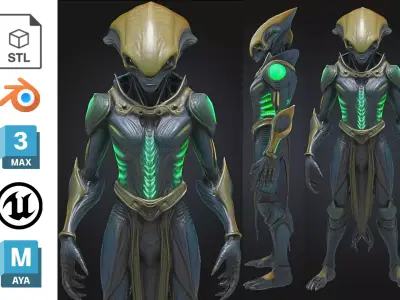 Advanced Extraterrestrial Soldier Low-poly 3D model
