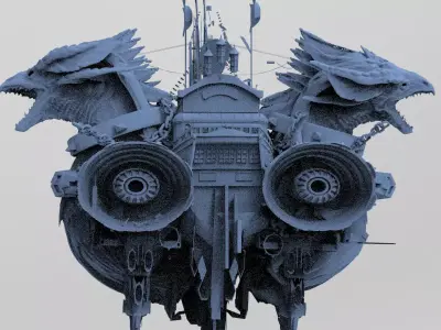 Duel Dragon Ship Hull Back 3D model