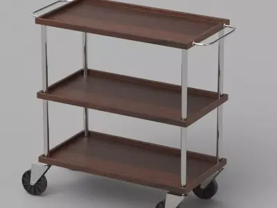 Dark Wood Service Trolley 3D model