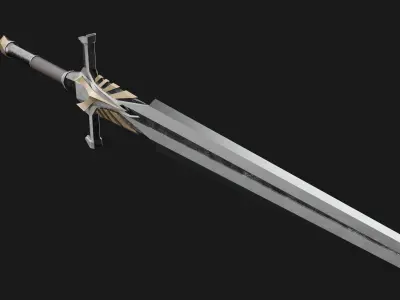Bastard sword Low-poly 3D model buy
