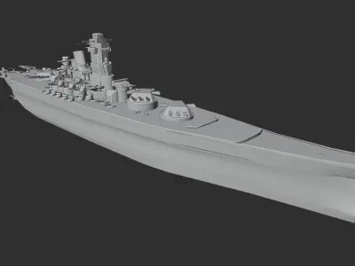IJN Yamato Low-poly 3D model
