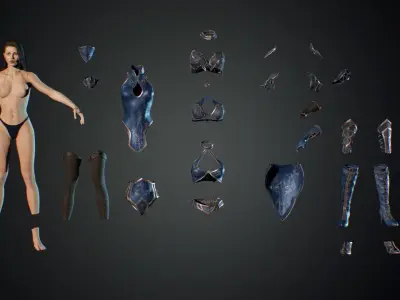 Ninja girl Low-poly 3D model