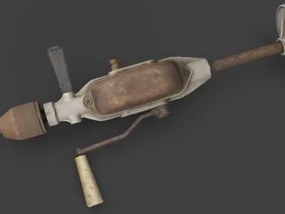 Handle Metal Old Drill Low-poly 3D model