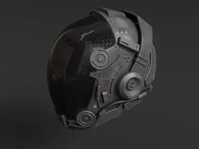 scifi helmet Low-poly 3D model 4