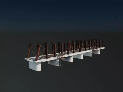 Modular railway bridge 3D model