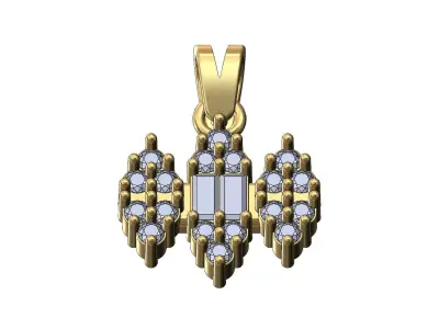 Antique baguette and diamond pendant with bail 3D print model