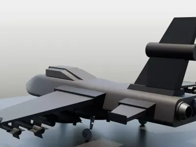 Low Poly Supersonic Fighter Jet with Missiles  Military Aircraft Low-poly 3D model