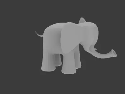 Base Mesh - Stylized Baby Elephant Low-poly 3D model